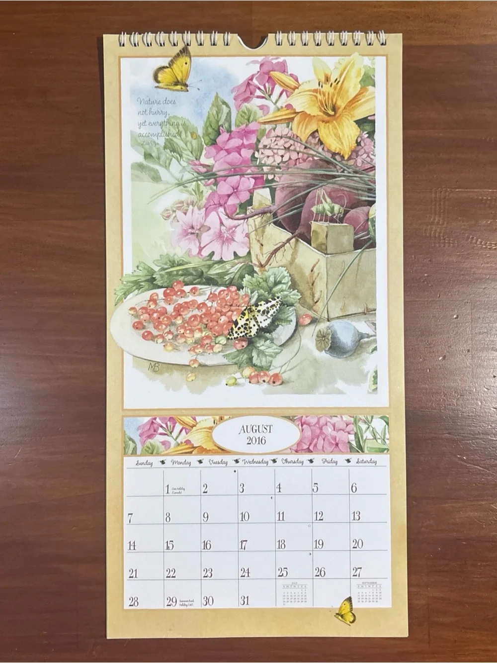 2016 The LANG Marjolein Bastin Nature’s Journal Calendar + Sleeve 15”x8”
